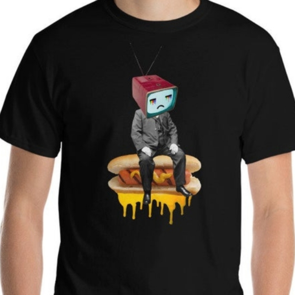Hot Dog TV Man Cartoon Tshirt New
